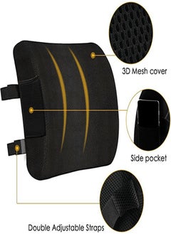 URbazaar Seat Cushion & Lumbar Support Pillow for Office Chair, Car, Wheelchair Memory Foam Chair Cushion for Sciatica, Lower Back&Tailbone Pain Relief Desk Pad with Adjustable Strap Washable Cover  - Image 4