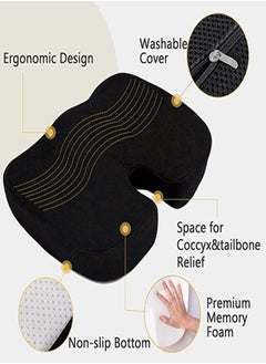 URbazaar Seat Cushion & Lumbar Support Pillow for Office Chair, Car, Wheelchair Memory Foam Chair Cushion for Sciatica, Lower Back&Tailbone Pain Relief Desk Pad with Adjustable Strap Washable Cover  - Image 5