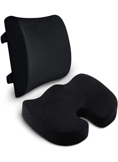 URbazaar Seat Cushion & Lumbar Support Pillow for Office Chair, Car, Wheelchair Memory Foam Chair Cushion for Sciatica, Lower Back&Tailbone Pain Relief Desk Pad with Adjustable Strap Washable Cover  - Image 2