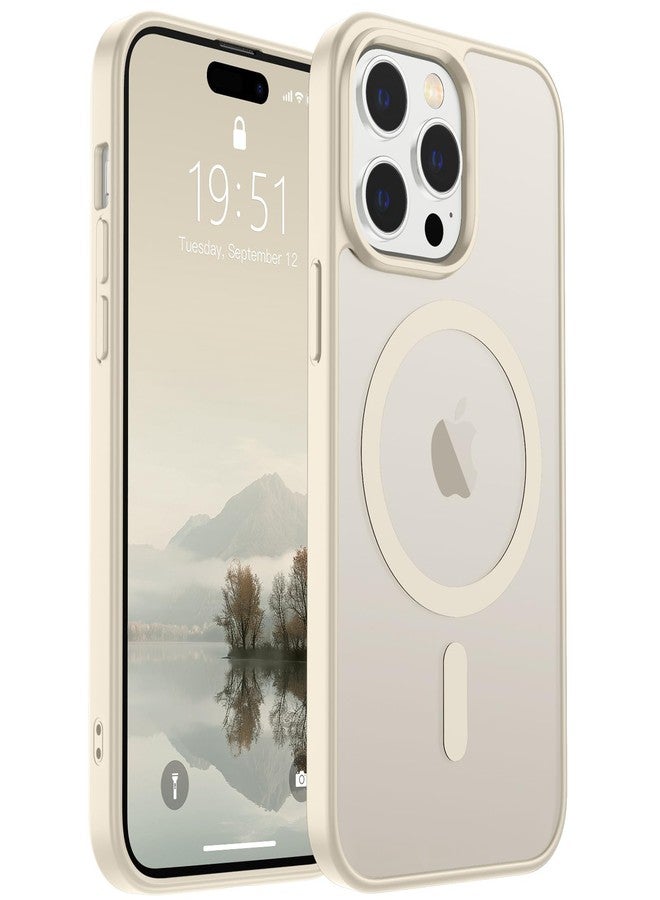 SUPFINE Magnetic for iPhone 14 Pro Max Case (Compatible with MagSafe) (Military Grade Drop Protection) Slim Translucent Matte Shockproof with Anti-Fingerprint Phone Case,Antique White - Image 1
