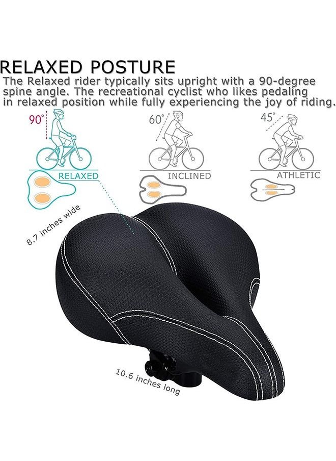 Arabest Comfortable Men Women Bike Seat Memory Foam Padded Leather Wide Bicycle Saddle Cushion with Taillight, Waterproof, Dual Spring Suspension, Soft, Breathable, Universal Fit  - Image 2