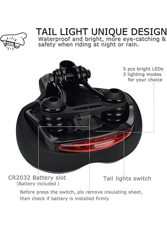 Arabest Comfortable Men Women Bike Seat Memory Foam Padded Leather Wide Bicycle Saddle Cushion with Taillight, Waterproof, Dual Spring Suspension, Soft, Breathable, Universal Fit  - Image 3