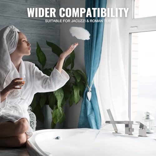 ALEASHA Waterfall Roman Tub Filler Faucet, Deck Mount Bathtub Filler with 360° Swivel Spout, 3 Holes Bathroom Tub Faucet with Sprayer, Brushed Nickel - Image 5