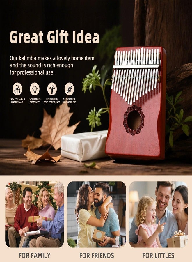 MELHA Kalimba Thumb Piano 17 Keys, Red Portable Mbira Finger Piano with Study Instruction & Tune Hammer, Musical Instruments Birthday Gift for Kids and Adults Beginners Professional Wood - Image 5