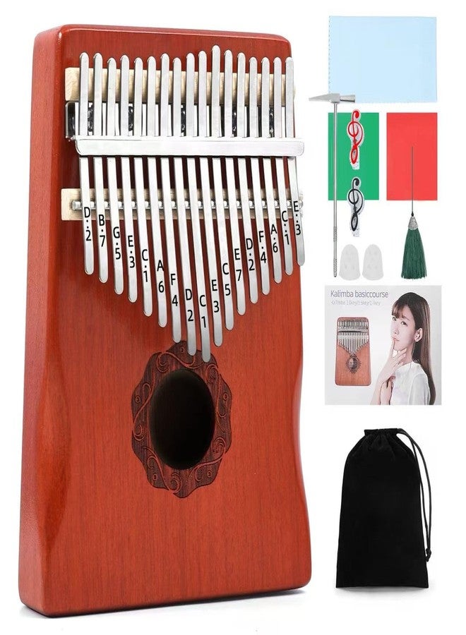 MELHA Kalimba Thumb Piano 17 Keys, Red Portable Mbira Finger Piano with Study Instruction & Tune Hammer, Musical Instruments Birthday Gift for Kids and Adults Beginners Professional Wood - Image 1