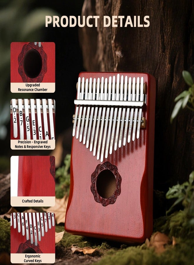 MELHA Kalimba Thumb Piano 17 Keys, Red Portable Mbira Finger Piano with Study Instruction & Tune Hammer, Musical Instruments Birthday Gift for Kids and Adults Beginners Professional Wood - Image 3