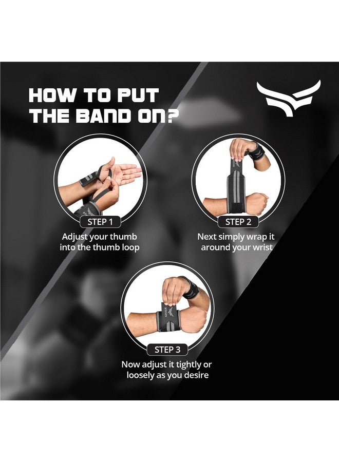 XTRIM Wrist Support for Men & Women, Wrist Band for Men, Gym Wrist Wrap, Gym Fitness Band, Gym Equipment for Home, Gym Support Accessories for Men for Hand Grip & Wrist Support Crepe Bandage (Black & Grey) - Image 4