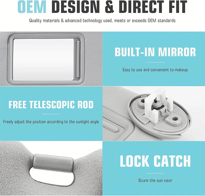 QASULER Car Sun Visors for Toyota Venza (2009-2016) - Image 3