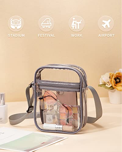 Vorspack Clear Bag Stadium Approved - PVC Clear Purse Crossbody Bag with Front Pocket for Concerts Sports Festivals - Grey - Image 5