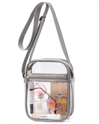 Vorspack Clear Bag Stadium Approved - PVC Clear Purse Crossbody Bag with Front Pocket for Concerts Sports Festivals - Grey - Image 1