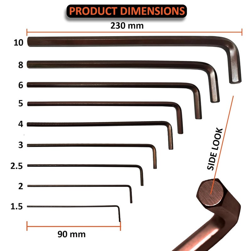 Harden 9PCS Professional Long Hex Key Wrench S2 Steel Strong Grip Durable Easy to Carry Plastic Clip for Storing 540608 - Image 4