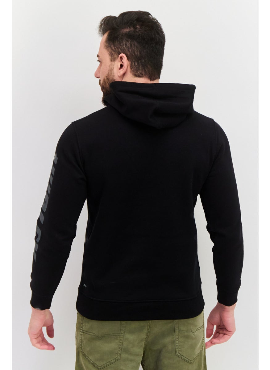 Hurley Men Hooded Long Sleeve Brand Logo Sweatshirt, Black  - Image 3
