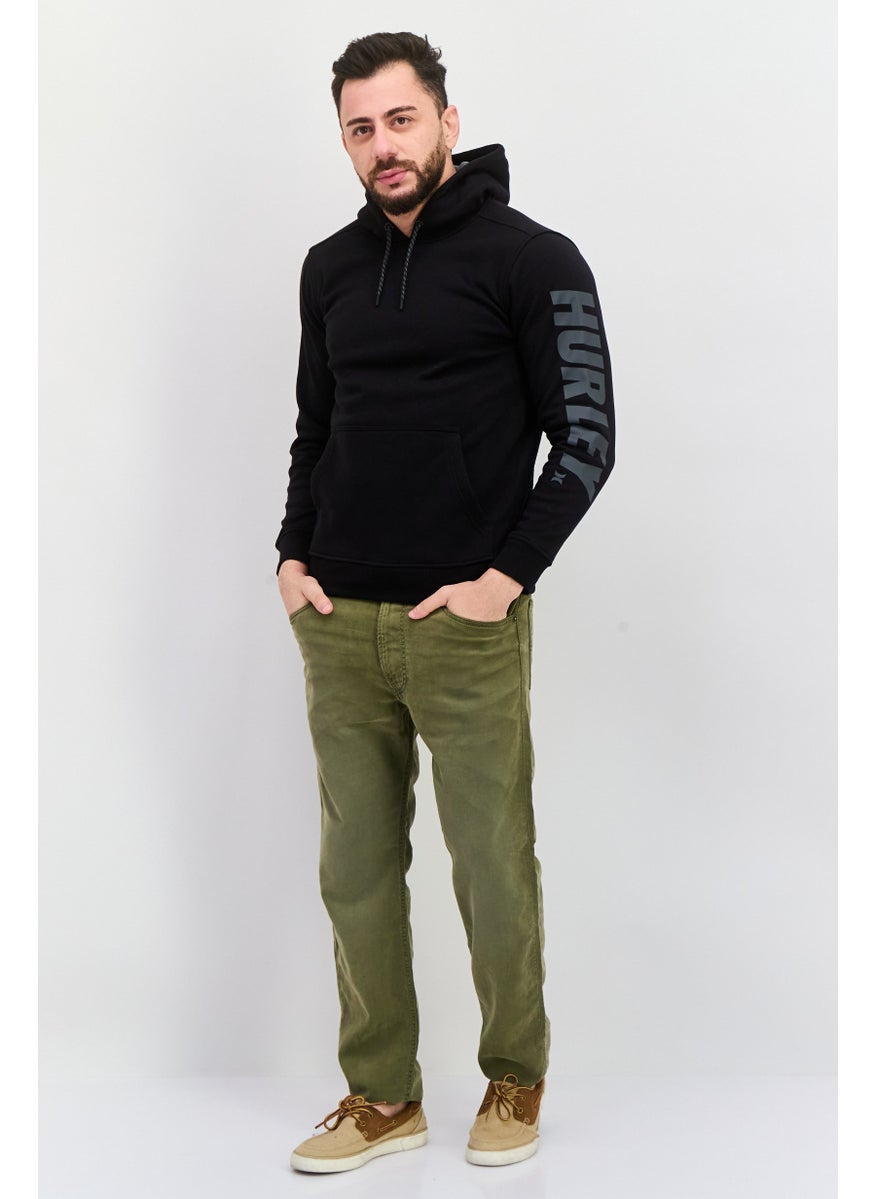 Hurley Men Hooded Long Sleeve Brand Logo Sweatshirt, Black  - Image 4