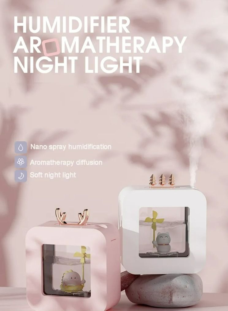 Filly Pet Gift Cat Portable Mini Air LED Light Cool Mist Aroma Oil Wireless USB Humidifier for Household Offices - Image 2