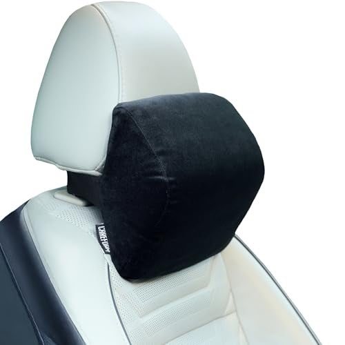 CareFoam Ultimate Memory Foam Car Neck Rest Pillow, Comfortable Rides, Superior Neck Support Cushion, Relieves Neck Pain, Black Velvet Cover | 14 x11 x5 Inch | Small Pack of 1 - Image 1