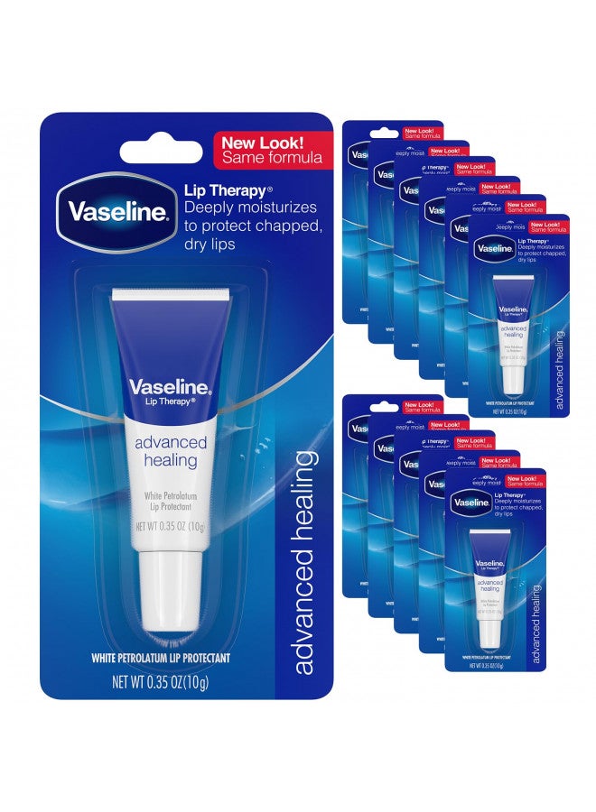 Vaseline Lip Therapy Lip Balm Tube, Advanced Healing Lip Moisturizer, 0.35 Ounce (Pack of 12)