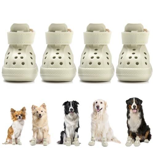 Lukovee Dog Shoes for Hot Pavement Breathable Non Slip Dog Sandals with Reflective Stripes Easy ON Off EasyClean Summer Outdoor Pet Boots for Small Medium Large Dogs White Size 1 - Image 1