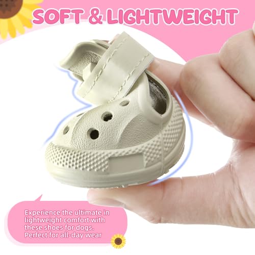 Lukovee Dog Shoes for Hot Pavement Breathable Non Slip Dog Sandals with Reflective Stripes Easy ON Off EasyClean Summer Outdoor Pet Boots for Small Medium Large Dogs White Size 1 - Image 3