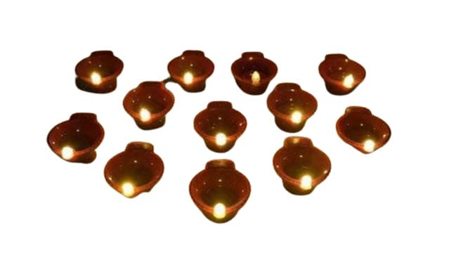 Rendrops RENDROPS Water Sensor LED Diya for Home Decoration Artificial Diyas with LED Light Battery Diya with Sensor Light for Diwali Decoration Diya Set Pack of 12 12  - Image 1