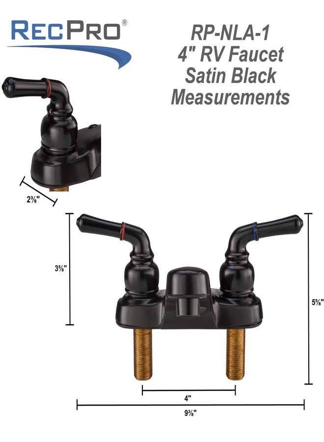 ريكرو حنفية حمام RecPro مقاس 4 بوصات | حنفية RV | سلسلة Designer من النحاس الأسود | أسود - Image 3