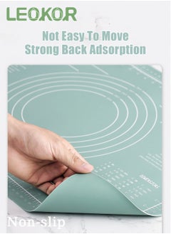 LEOKOR 2 Pcs Silicone Baking Mat, Reusable Nonstick Bakeware Mats with Rolling Pin, Food Grade Silicone Dough Rolling Mat For Making Cookies, Multipurpose Mat, Countertop Mat, 40*60CM Green  - Image 3