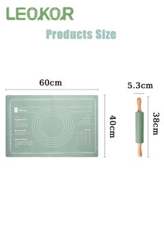 2 Pcs Silicone Baking Mat, Reusable Nonstick Bakeware Mats with Rolling Pin, Food Grade Silicone Dough Rolling Mat For Making Cookies, Multipurpose Mat, Countertop Mat, 40*60CM Green - pzsku/ZCE925C5A3A845445D644Z/45/_/1722333009/3d0a1a32-1594-4289-9ad1-69ab7ea154ef