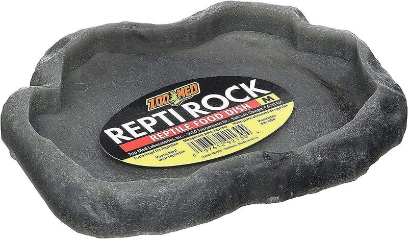 Zoo Med Reptile Rock Food Dish - Medium Size, 7.25"L x 6"W, Durable and Easy to Clean - Image 1