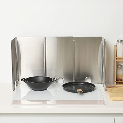 BLUE HOME Splatter Guard for Cooking - Grease Splatter Screen - 5 Sided Splatter Guard Compact Type - Stainless Steel - Unfold 41.65 in x 14.17 in - Fold 8.26 in x 14.17 in x 1.06 in - Image 2