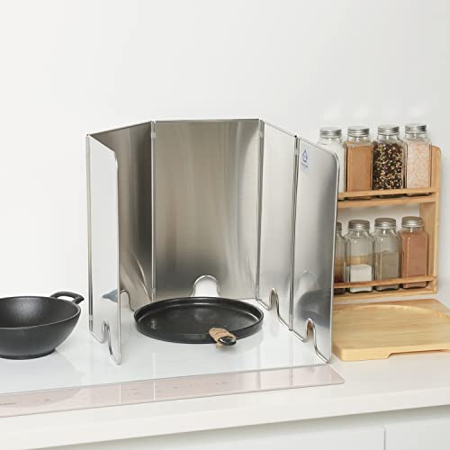 BLUE HOME Splatter Guard for Cooking - Grease Splatter Screen - 5 Sided Splatter Guard Compact Type - Stainless Steel - Unfold 41.65 in x 14.17 in - Fold 8.26 in x 14.17 in x 1.06 in - Image 4