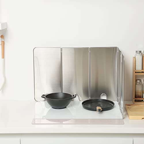 BLUE HOME Splatter Guard for Cooking - Grease Splatter Screen - 5 Sided Splatter Guard Compact Type - Stainless Steel - Unfold 41.65 in x 14.17 in - Fold 8.26 in x 14.17 in x 1.06 in - Image 3