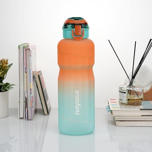 Nayasa Booster DLX Water Bottle 1500ml | Unbreakable & Leakproof | Wide Mouth BPA-Free Plastic Bottle with Scale | Ideal for School, Gym, Office, Travel – Orange & Green - Image 5