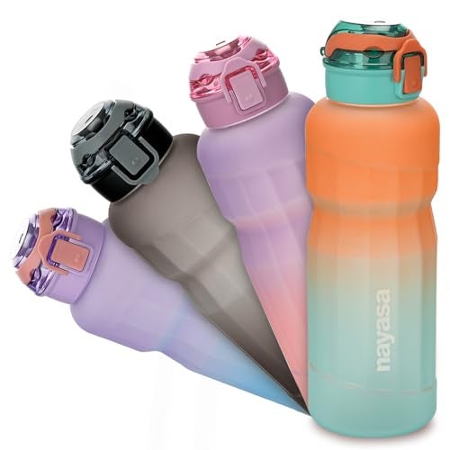 Nayasa Booster DLX Water Bottle 1500ml | Unbreakable & Leakproof | Wide Mouth BPA-Free Plastic Bottle with Scale | Ideal for School, Gym, Office, Travel – Orange & Green - Image 2