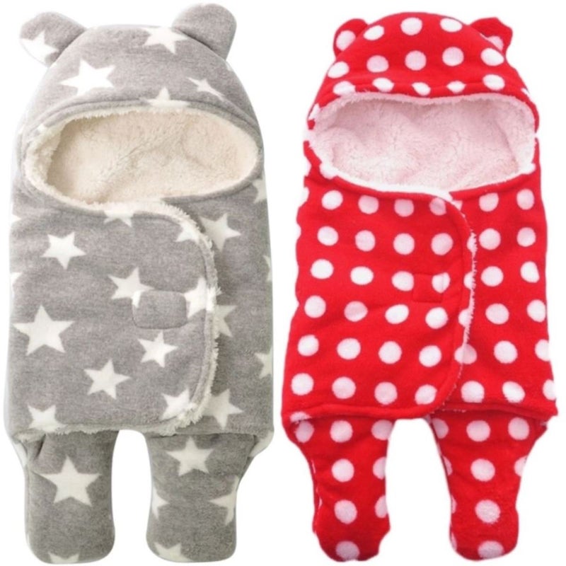 BRANDONN Baby Blankets New Born Combo Pack of Wearable Wrapper Sleeping Bag for Baby Boys and Baby Girls (76 cm x 70 cm, 0-6 Months) Pack of 2 - Image 1