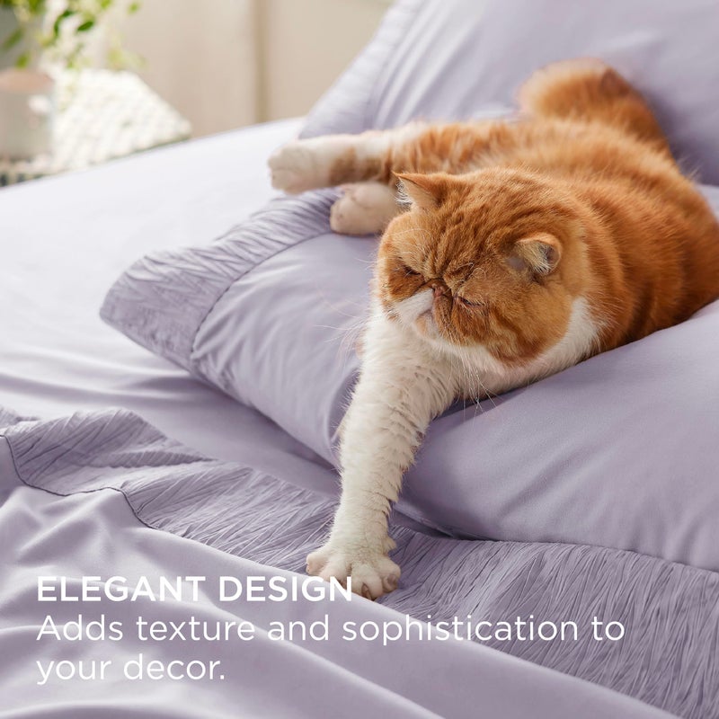 Bedsure Queen Sheet Set - 4 Pieces Soft Queen Size Sheets - Breathable & Cooling - Hotel Luxury - Easy Care Polyester Microfiber Bedding for Women, Men, Lavender - Image 4