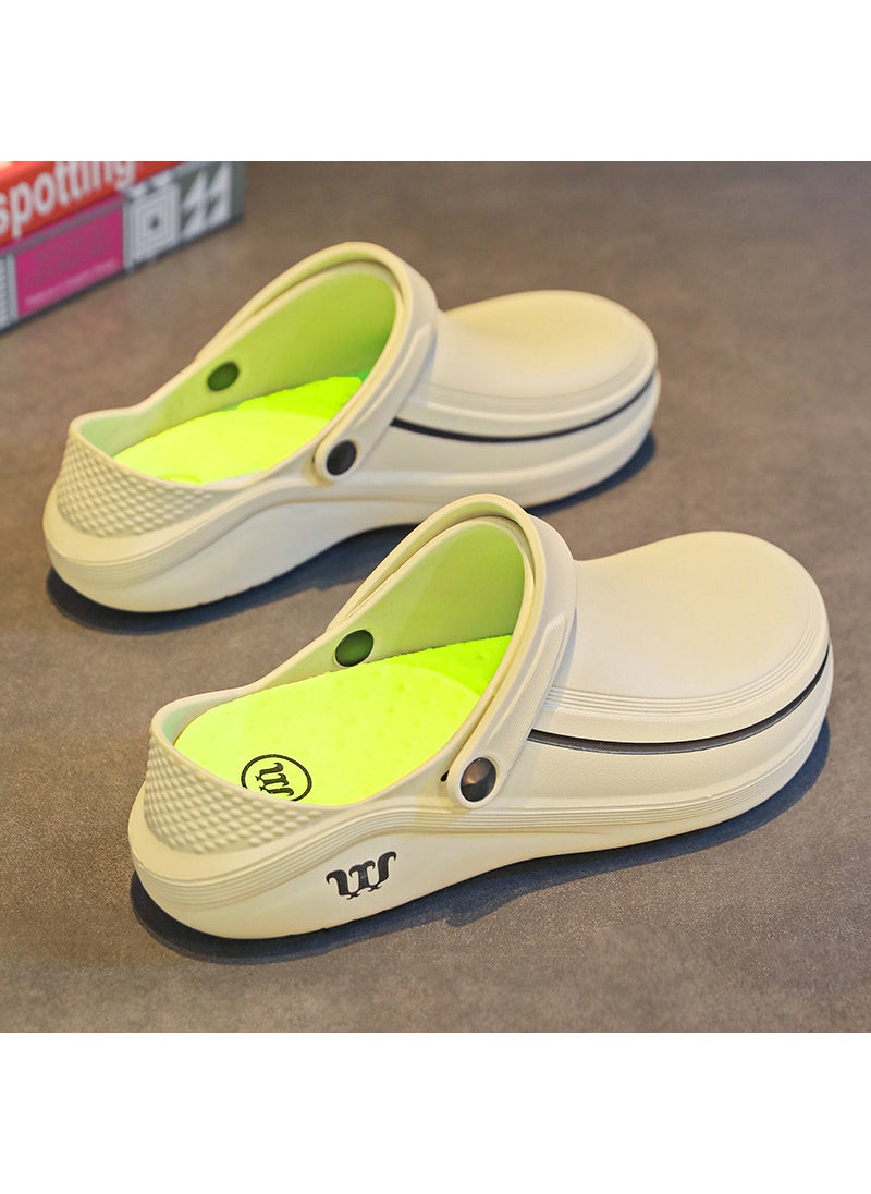Generic - Chef Shoes Men Slip-Resistant Waterproof Kitchen Clogs Beige - Image 1