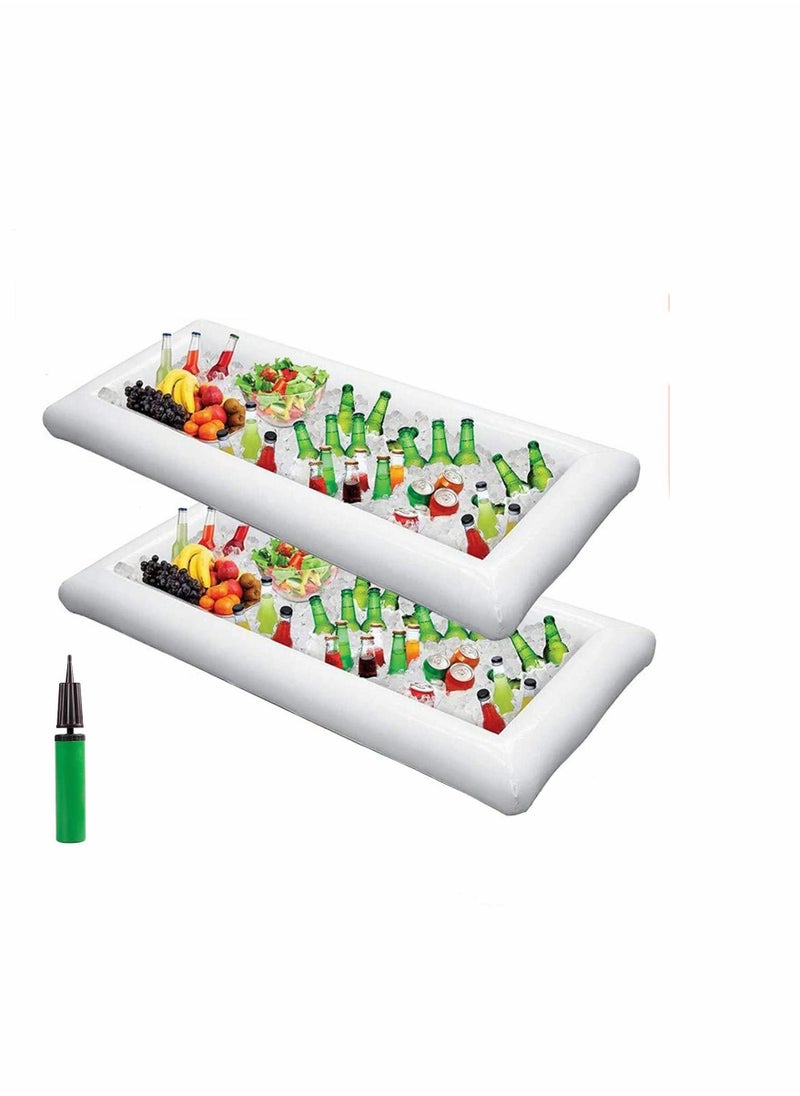 SYOSI Inflatable Serving Bar 3 Pack Ice Serving Buffet Salad Cooler Food Drink Containers with Drain Plug BBQ Picnic Pool Party Supplies Inflatable Cooler  - Image 1