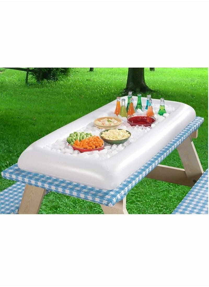 SYOSI Inflatable Serving Bar 3 Pack Ice Serving Buffet Salad Cooler Food Drink Containers with Drain Plug BBQ Picnic Pool Party Supplies Inflatable Cooler  - Image 5