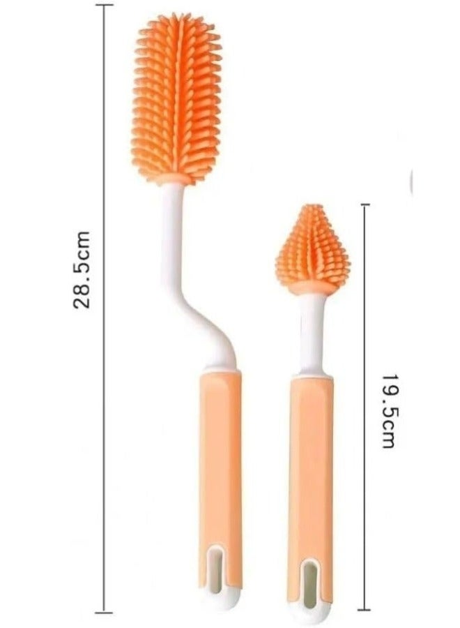 2Pcs Silicone Baby Bottle Brush Set, 360° Rotating Long Handle Water Bottle Cleaner Brush, Teat & Straw Brush Cleaning Cup Brush for Baby Bottles Plastic Bottles Glass Bottles Straws  - Image 2