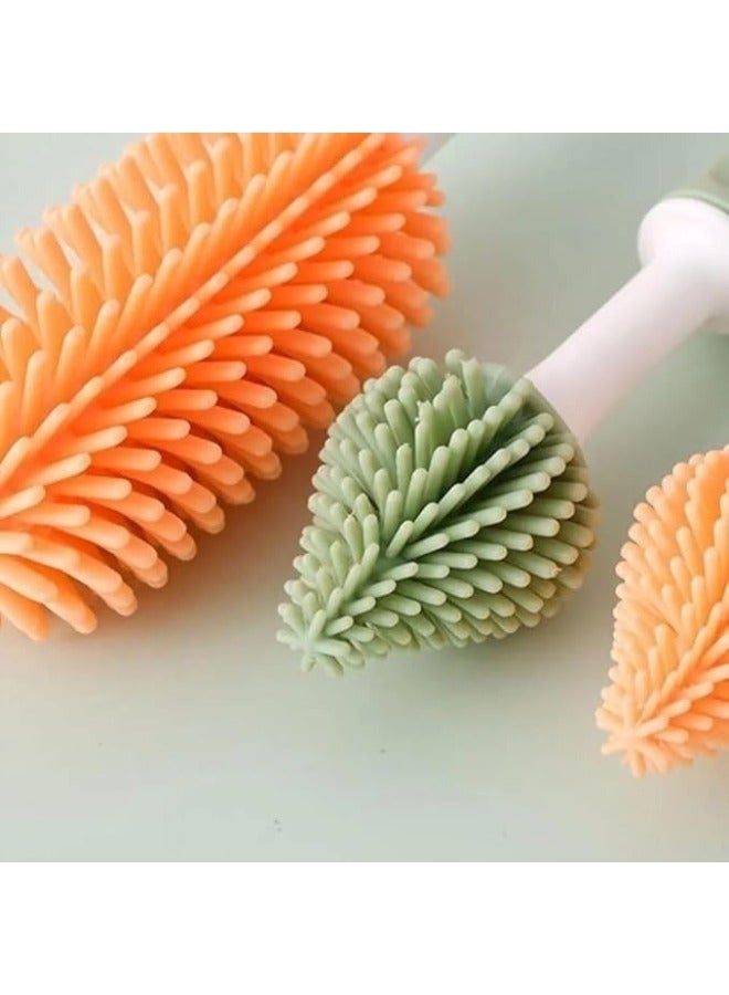 2Pcs Silicone Baby Bottle Brush Set, 360° Rotating Long Handle Water Bottle Cleaner Brush, Teat & Straw Brush Cleaning Cup Brush for Baby Bottles Plastic Bottles Glass Bottles Straws  - Image 3