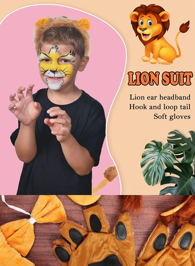 NajmStyle Lion Costume Lion Ears Headband and Tail Set Nose Bowtie Gloves  Cosplay Accessories Party Supplies for Adults - Image 5