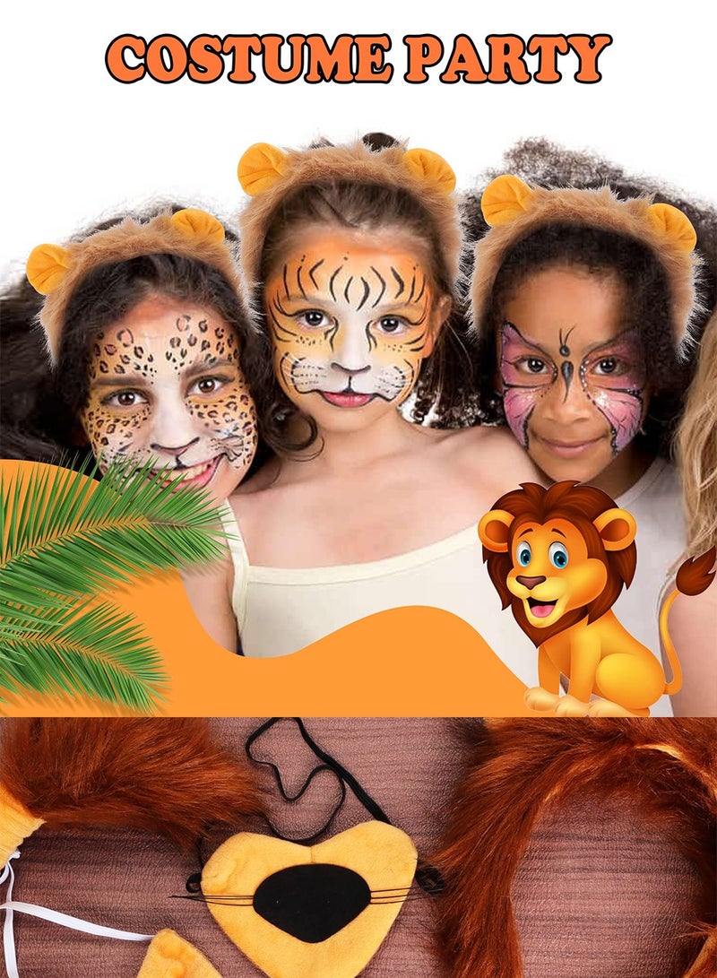 NajmStyle Lion Costume Lion Ears Headband and Tail Set Nose Bowtie Gloves  Cosplay Accessories Party Supplies for Adults - Image 4