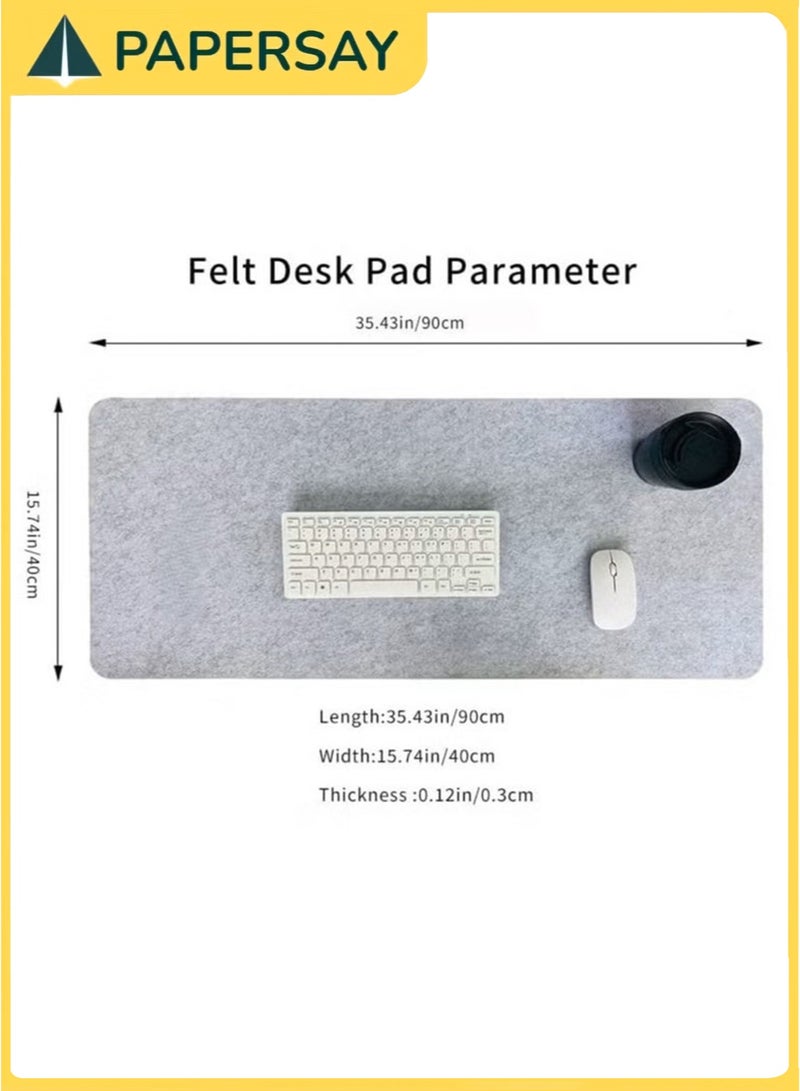 PAPERSAY Large Gaming Mouse Pad 90x40cm ,Desk Pad, Non Slip Large Desk Mat, Extended Mouse Pad, Desk Writing Mat for Office,Home,Gaming (Light Gray) - Image 2