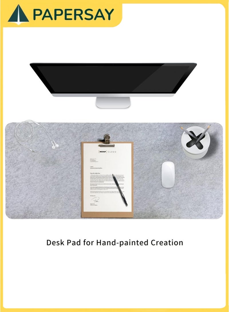 PAPERSAY Large Gaming Mouse Pad 90x40cm ,Desk Pad, Non Slip Large Desk Mat, Extended Mouse Pad, Desk Writing Mat for Office,Home,Gaming (Light Gray) - Image 5