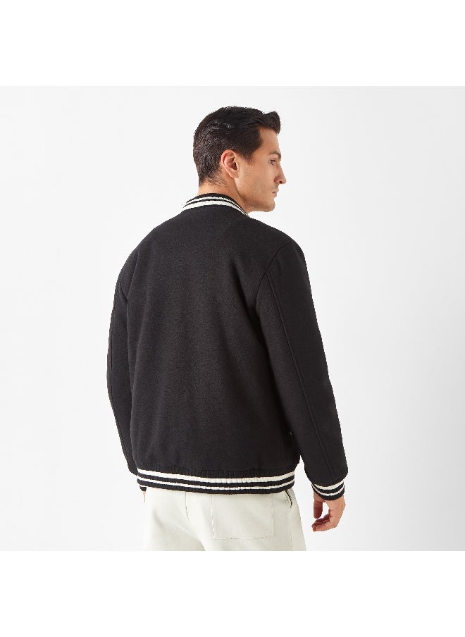 Iconic Iconic Printed Varsity Jacket with Snap Button Closure  - Image 3