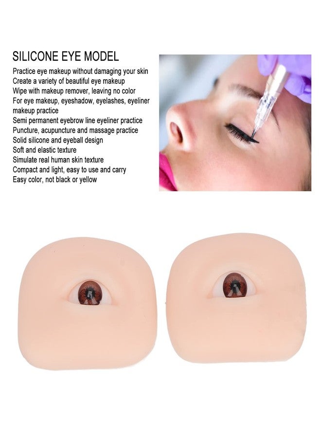 FILFEEL 1 Pair Soft Silicone Eye Model Flexible 5D for Practicing Piercing Suture Makeup Teaching Instructions for Eye Makeup, Semi Permanent Eyebrow Line Practice (Brown Eyeball) - Image 5