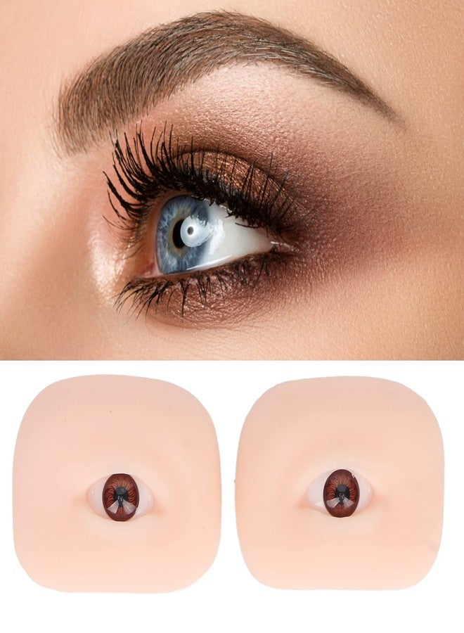 FILFEEL 1 Pair Soft Silicone Eye Model Flexible 5D for Practicing Piercing Suture Makeup Teaching Instructions for Eye Makeup, Semi Permanent Eyebrow Line Practice (Brown Eyeball) - Image 2