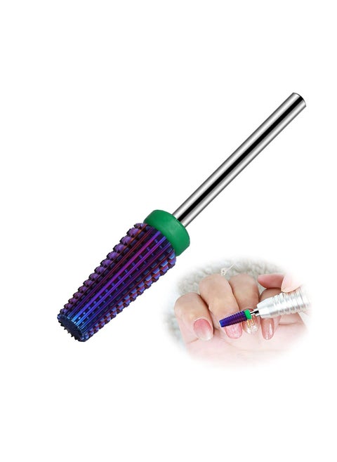 Tapered Shape Straight Cut Nail drill bit Multi-function Use for both Left and Right Handed, Professional Carbide Tungsten Steel bits for Acrylic Nail Gel Fast Remove (Coarse, Purple)