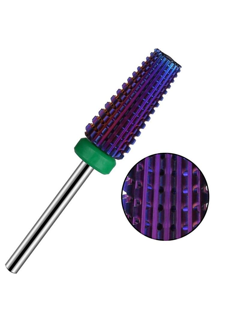 SYOSI - Tapered Shape Straight Cut Nail drill bit Multi-function Use for both Left and Right Handed, Professional Carbide Tungsten Steel bits for Acrylic Nail Gel Fast Remove (Coarse, Purple) - Image 1