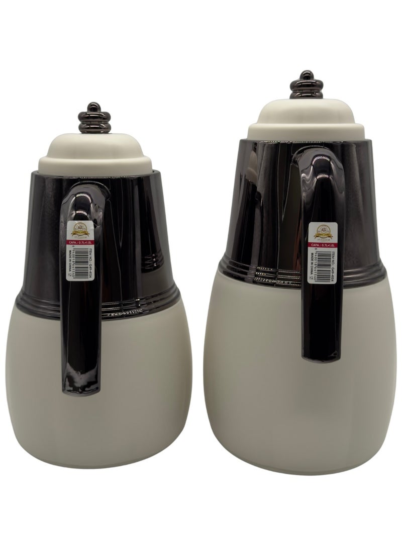AL-GANNAS 2 Peice Thermos Set for Tea & Coffee | 1L & 0.7L | High-Quality with 2-Year Heat Retention Warranty | Elegant New Design - Image 2
