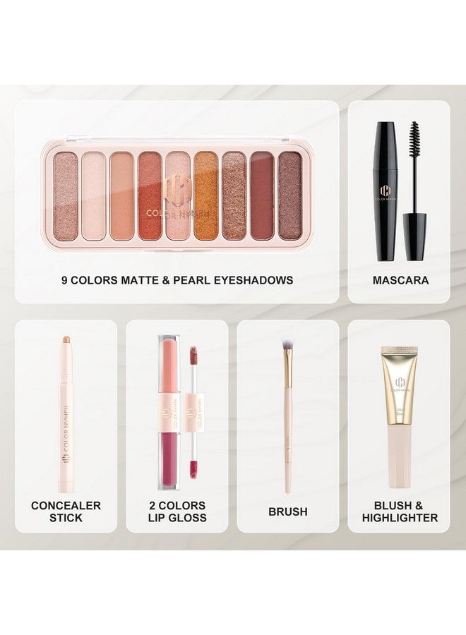 COLOR NYMPH All In One Makeup Kit For Teens And Girls With Waterproof Handbag Makeup Kit Included 9 Colors Matte And Pearl Eyeshadow Palette Liquid Blush, Double Ended Lipgloss Concealer Brush Mascara - Image 2